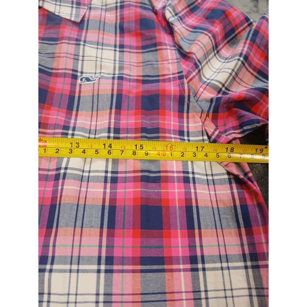 VINEYARD VINES Pink Blue & White Gingham Check Whale Logo Shirt Top Size SMALL - Picture 6 of 9